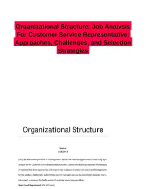 Organizational Structure: Job Analysis For Customer Service Representative: Approaches, Challenges, and Selection Strategies