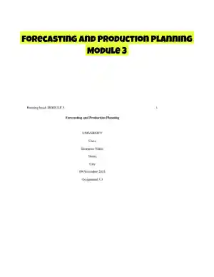 Forecasting and Production Planning Module 3