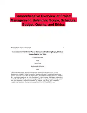 Comprehensive Overview of Project Management: Balancing Scope, Schedule, Budget, Quality, and Ethics
