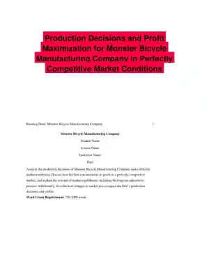 Production Decisions and Profit Maximization for Monster Bicycle Manufacturing Company in Perfectly Competitive Market Conditions
