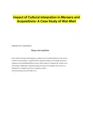 Impact of Cultural Integration in Mergers and Acquisitions: A Case Study of Wal-Mart