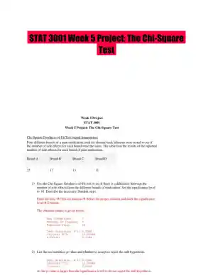 STAT 3001 Week 5 Project: The Chi-Square Test
