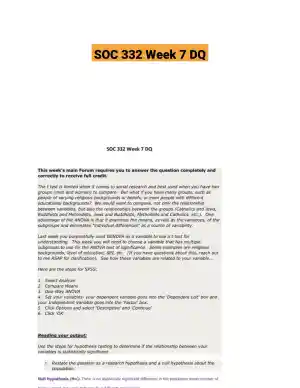 SOC 332 Week 7 DQ