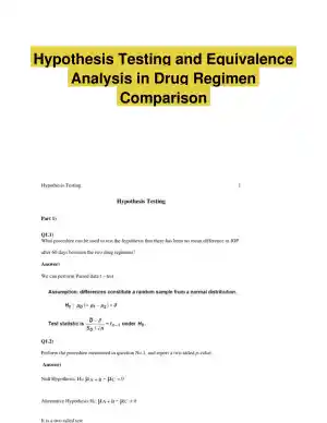 Hypothesis Testing and Equivalence Analysis in Drug Regimen Comparison