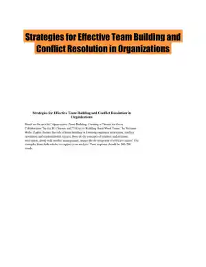 Strategies for Effective Team Building and Conflict Resolution in Organizations
