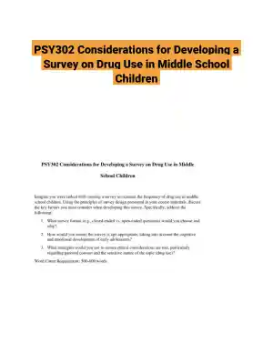 PSY302 Considerations for Developing a Survey on Drug Use in Middle School Children