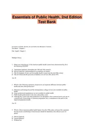 Essentials of Public Health, 2nd Edition Test Bank