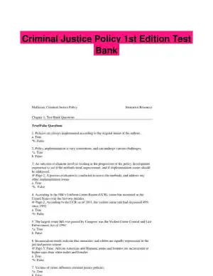 Criminal Justice Policy 1st Edition Test Bank
