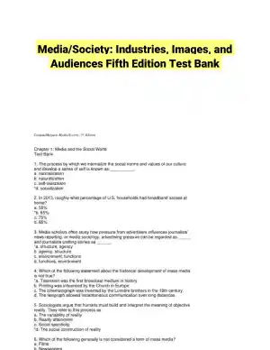 Media/Society: Industries, Images, and Audiences Fifth Edition Test Bank