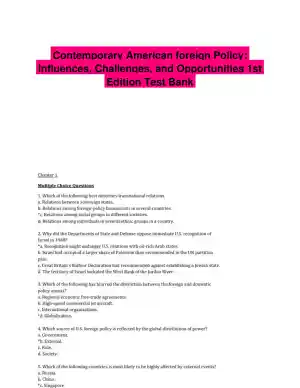 Contemporary American foreign Policy: Influences, Challenges, and Opportunities 1st Edition Test Bank