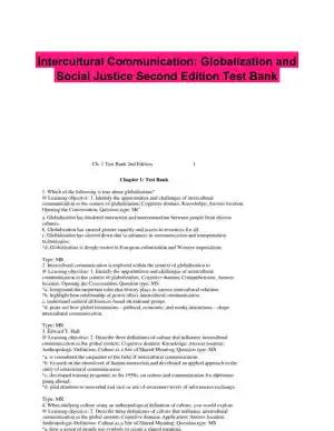 Intercultural Communication: Globalization and Social Justice Second Edition Test Bank