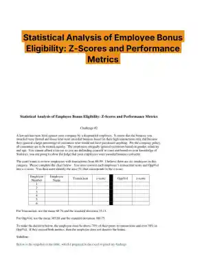 Statistical Analysis of Employee Bonus Eligibility: Z-Scores and Performance Metrics