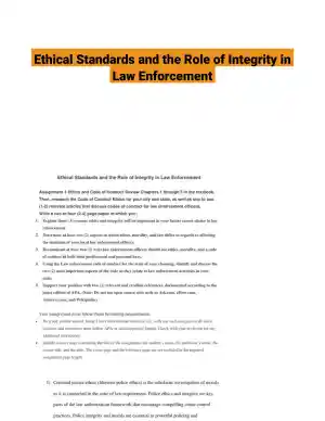 Ethical Standards and the Role of Integrity in Law Enforcement