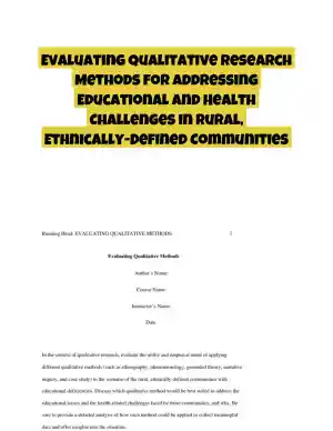 Evaluating Qualitative Research Methods for Addressing Educational and Health Challenges in Rural, Ethnically-Defined Communities