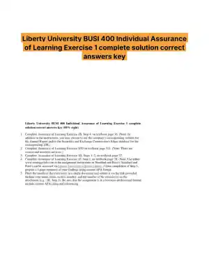 Liberty University BUSI 400 Individual Assurance of Learning Exercise 1 complete solution correct answers key