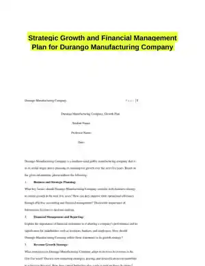 Strategic Growth and Financial Management Plan for Durango Manufacturing Company