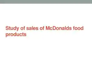 Study Of Sales Of Mcdonald's Food Products
