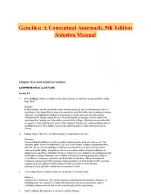 Genetics: A Conceptual Approach, 5th Edition Solution Manual