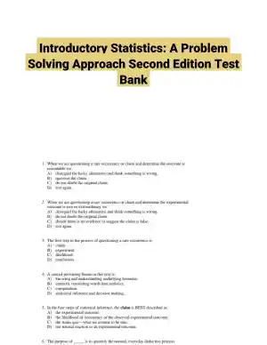 Introductory Statistics: A Problem Solving Approach Second Edition Test Bank