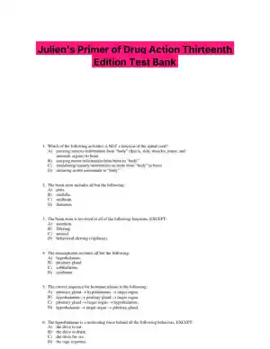 Julien's Primer of Drug Action Thirteenth Edition Test Bank
