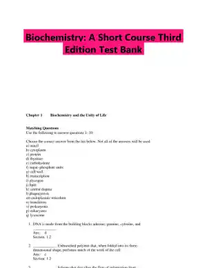 Biochemistry: A Short Course Third Edition Test Bank