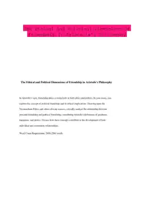 The Ethical And Political Dimensions Of Friendship In Aristotle's Philosophy