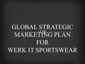 Global Strategic Marketing Plan For Werk It Sportswear