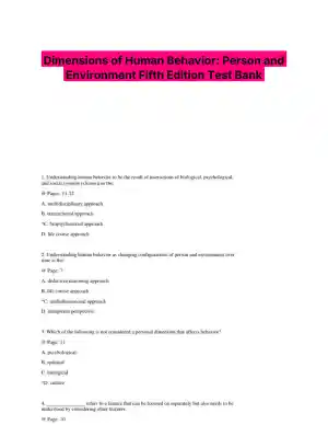 Dimensions of Human Behavior: Person and Environment Fifth Edition Test Bank