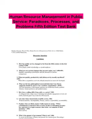 Human Resource Management in Public Service: Paradoxes, Processes, and Problems Fifth Edition Test Bank