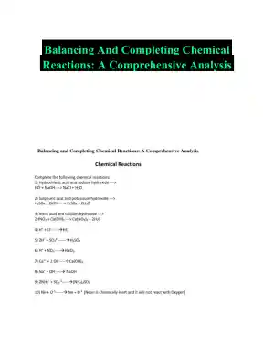 Balancing And Completing Chemical Reactions: A Comprehensive Analysis