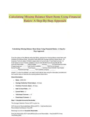 Calculating Missing Balance Sheet Items Using Financial Ratios: A Step-By-Step Approach