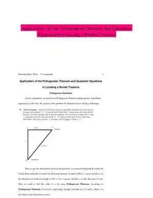 Application Of The Pythagorean Theorem And Quadratic Equations In Locating a Buried Treasure