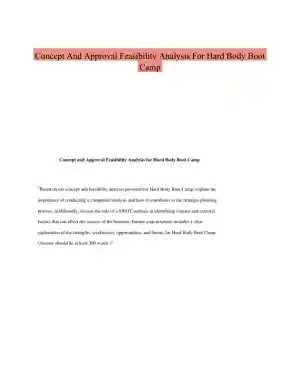 Concept And Approval Feasibility Analysis For Hard Body Boot Camp