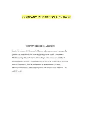 COMPANY REPORT ON ARBITRON
