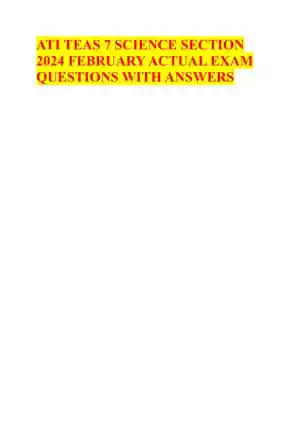 2024 ATI TEAS 7 Science Section Actual Exam with Answers (372 Solved Questions)