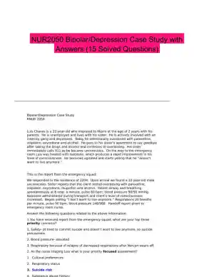 NUR2050 Bipolar/Depression Case Study with Answers (15 Solved Questions)