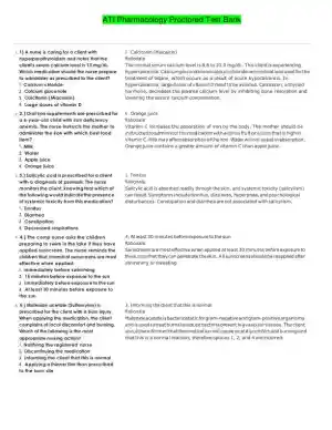ATI Pharmacology Proctored Test Bank with Answers (313 Solved Questions)