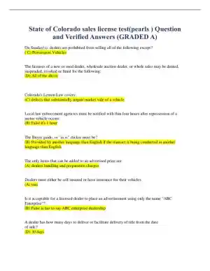 State of Colorado Question and Verified Answers with Answers (40 Solved Questions)