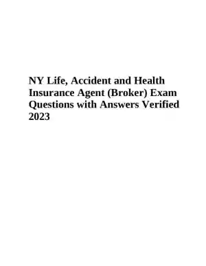 2023 NY Life, Accident, and Health Insurance Agent Exam with Answers (198 Solved Questions)