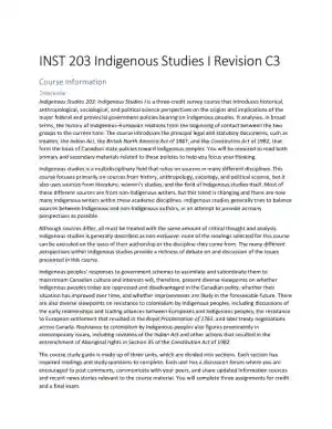 INST 203 Indigenous Studies 1 Revision C3 (1 Solved Case)