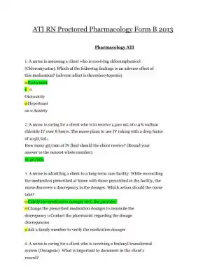 2013 ATI RN Proctored Pharmacology Form B with Answers (70 Solved Questions)