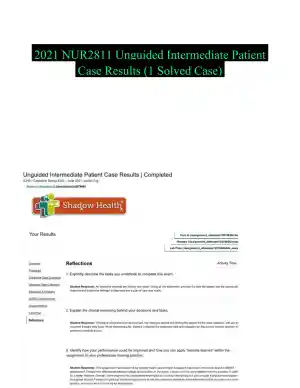 2021 NUR2811 Unguided Intermediate Patient Case Results (1 Solved Case)