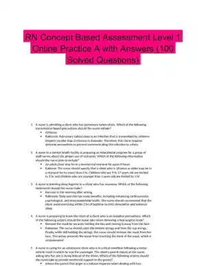 RN Concept Based Assessment Level 1 Online Practice A with Answers (100 Solved Questions)
