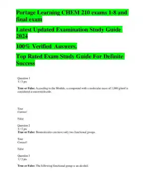 CHEM210 Portage Learning Final Exam with Answers (267 Solved Questions)