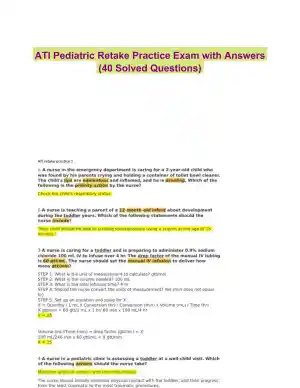 ATI Pediatric Retake Practice Exam with Answers (40 Solved Questions)
