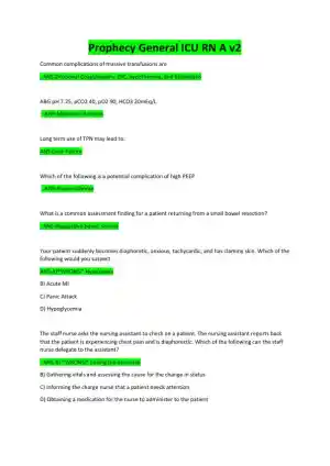 Prophecy General ICU RN A v2 with Answers (55 Solved Questions)