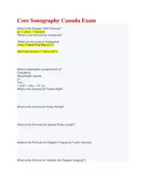 Core Sonography Canada Practice Exam with Answers (170 Solved Questions)