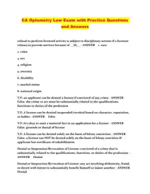 CA Optometry Law Practice Exam with Answers (187 Solved Questions)