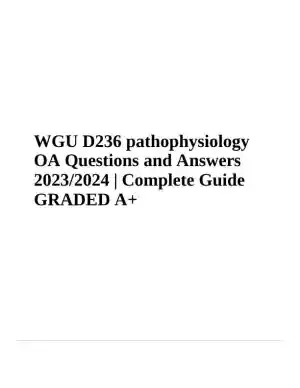 2023-2024 WGU D236 Pathophysiology Practice Exam with Answers (170 Solved Questions)