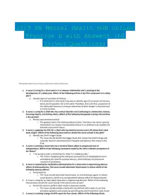 2019 RN Mental Health NGN Online Practice B with Answers (60 Solved Questions)